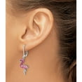 thumbnail image 3 of Sterling Silver Luxury, Opulent Black 58 2 Rhodium-Plated Polished Pink Crystal Flamingo Leverback Earrings, 3 of 5