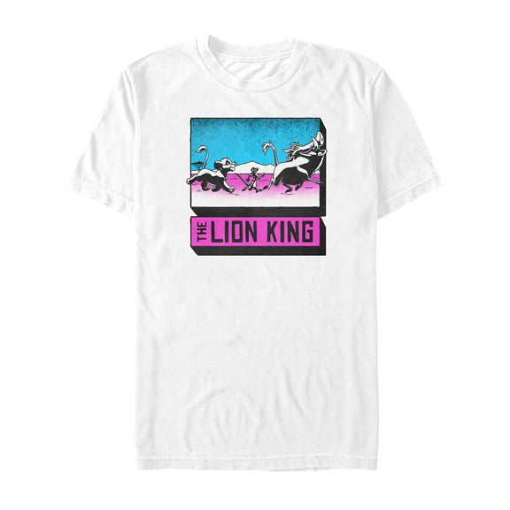 Men's Lion King Savannah Neon Crew  Graphic Tee White 3X Large