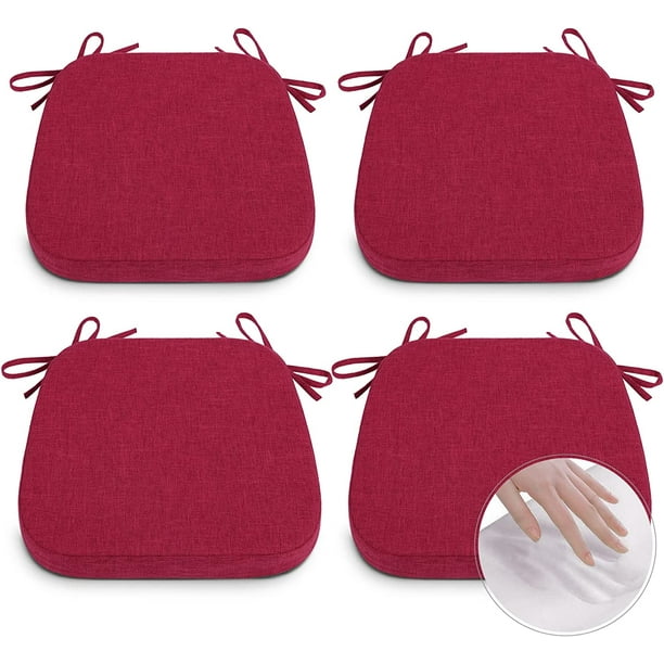 Kitchen Chair Cushions Set of 4 with Ties Memory Foam Dining Chair Pads
