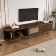 thumbnail image 2 of Taoruifang 70.8″ TV Stand with 1 Rattan Drawer & 2 Sliding Doors – Dark Oak, for 75″ TV, Oval Rounded Corners, 2 of 19