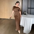 thumbnail image 7 of Women's One Shoulder Wide Leg Jumpsuit Elegant High Waist Dressy Evening Party Outfit, 7 of 7