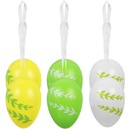 

6pcs Easter Hanging Eggs Colorful Easter Eggs Hanging Ornaments Layout Props