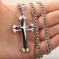 thumbnail image 3 of Hermah Cross Pendant Necklace For Men Stainless Steel 5mm Cuban Chain, 3 of 5