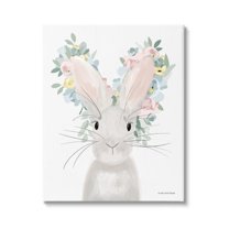 Stupell Floral Bunny Rabbit Blossoms Animals & Insects Painting Gallery Wrapped Canvas Print Wall Art