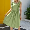 thumbnail image 4 of Gspmoly Robes d'Été pour Femmes, Jupe Ample Décontractée à Col Rond pour Femmes, Unie, Sans Manches, à Volants, Robe Longuette, Robes de Cocktail pour Femmes Économies, 4 of 5