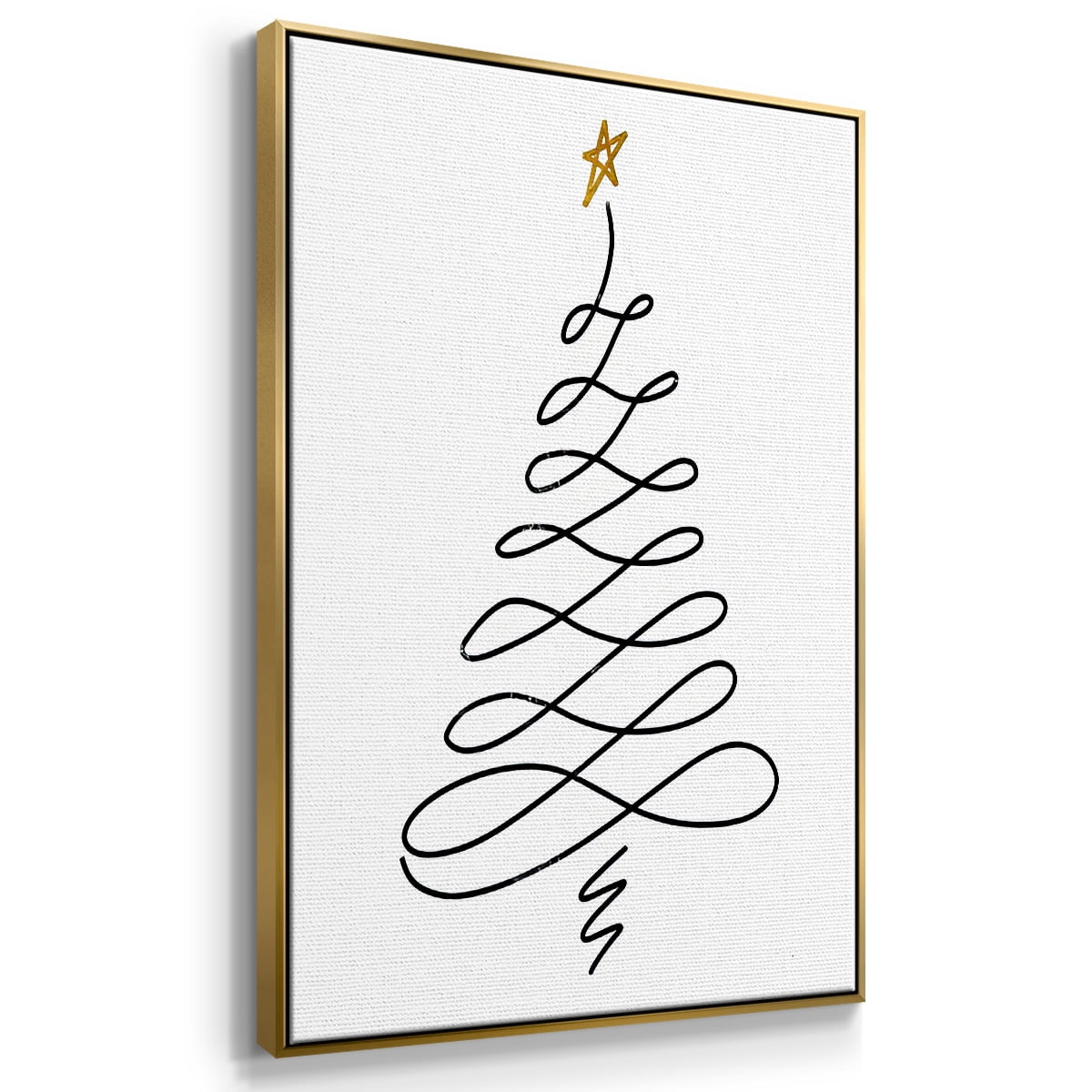 Christmas Tree III - Framed Gallery Wrapped Holiday Canvas - 27 x 41 - Gold Frame