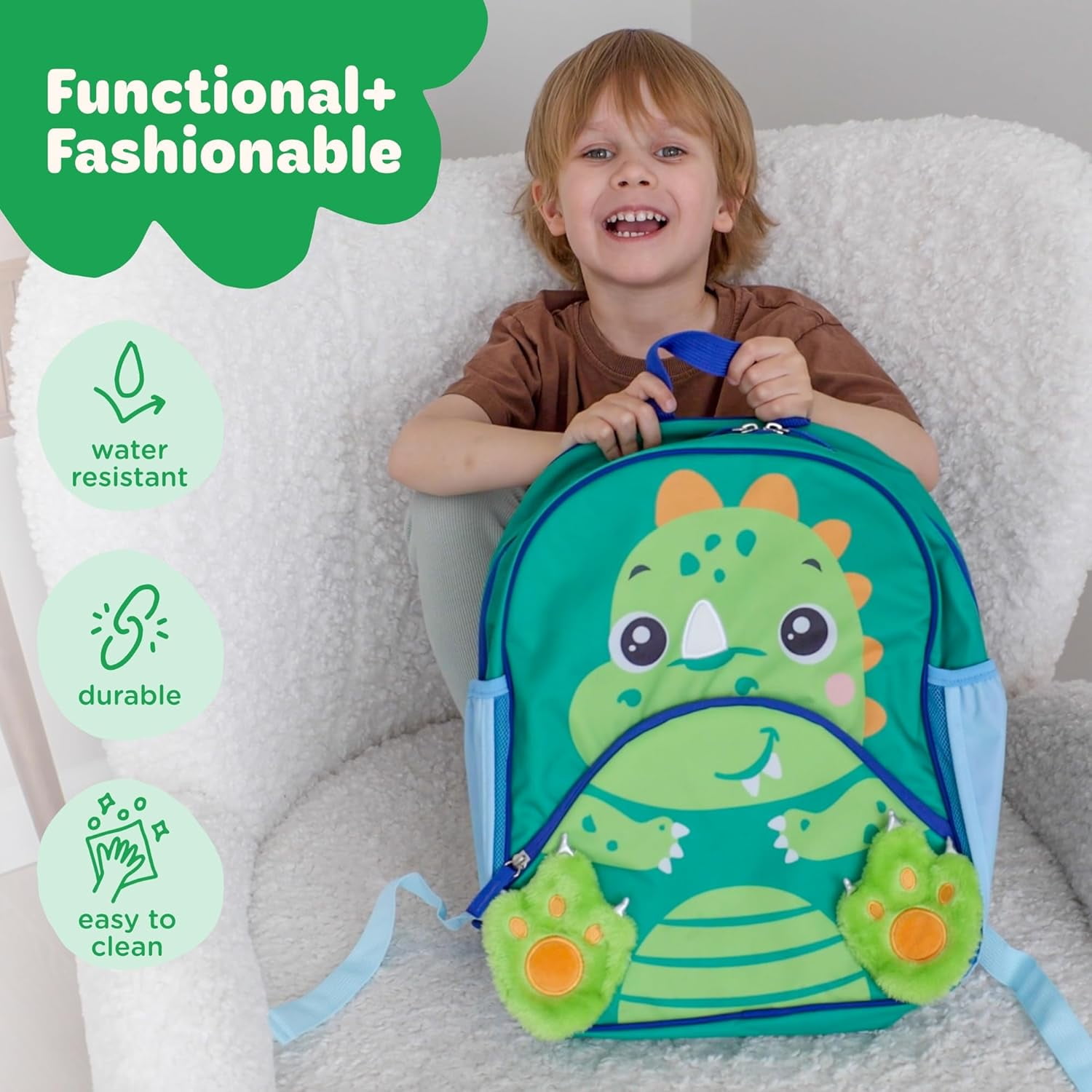Move2Play, Dinosaur Kids Backpack | Kids Size | Elementary School, Kindergarten Book Bag | Designed for Boys & Girls Ages 4+ Year Olds | Travel Ready