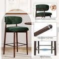 thumbnail image 6 of Memoryfield Upholstered Bar Stools Set of 4, Counter Height Barstools, Linen Fabric Curved Back, Kitchen Island & Dining Room, Green, 6 of 9