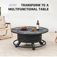 thumbnail image 4 of 36 Inch Fire Pit with 2 Cooking Grates, Outdoor Wood Burning BBQ Grill Firepit Bowl with Cover Lid, Steel Round Table for Backyard Bonfire Patio Picnic (Black, 36IN), 4 of 6