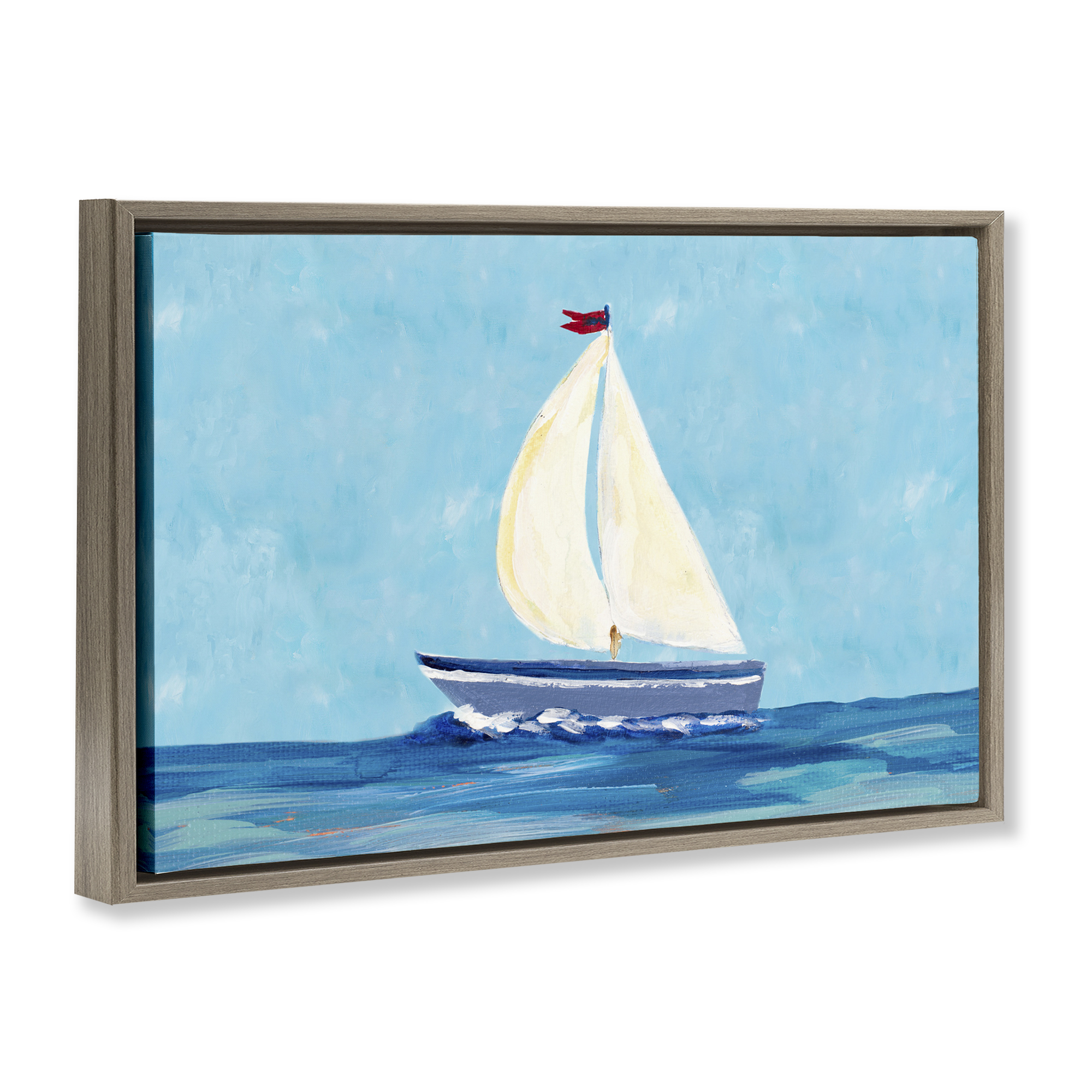 Stupell Industries Sail The Sea Transportation Painting Brown Floater Framed Canvas Art Print Wall Art, 25 x 17