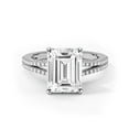 thumbnail image 2 of Emerald Cut CZ Split Shank Solitaire Engagement Ring in Rhodium Plating Women, Size 7, 2 of 8