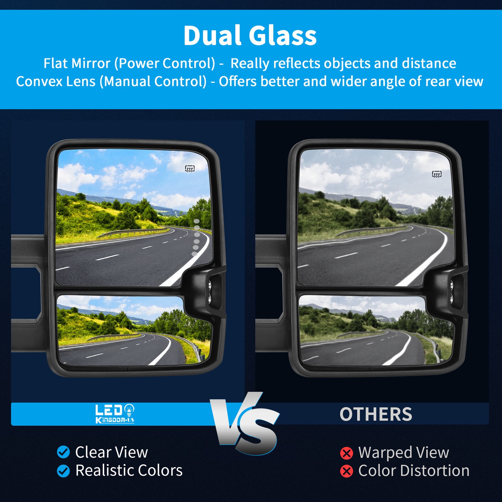 Ledkingdomus Pair Power Heated Tow Mirrors For 2001 2002 Silverado Sierra 1500 2500 3500 Chrome