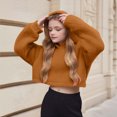 thumbnail image 2 of DxhmoneyHX Fleece Hoodies for Girls Soft Comfy Warm Long Sleeve Crop Tops Fashion Solid Plush Pullover Sweatshirts Fall Winter Outfits Size 13 Years, 2 of 9
