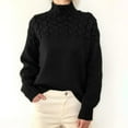 thumbnail image 3 of Women's Sweater Turtleneck Casual Long Sleeve V Neck Solid Loose Chunky Knit, Cozy and Fashionable, Ideal for Winter Gatherings and Daily Wear,Black,L, 3 of 5