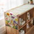 thumbnail image 6 of Spring Colorful Floral Table Runner, Yellow Purple Pastoral Flowers Washable Cotton Linen Table Runners 36 Inches Long, Dresser Scarf Runner for Nightstand/End Tables/Round Tables 13''x36'', 6 of 9