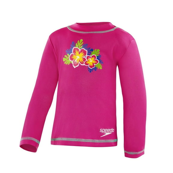 Speedo CB Toddler LS Rashguard Girls' XS - Raspberry Rose, Raspberry Pink