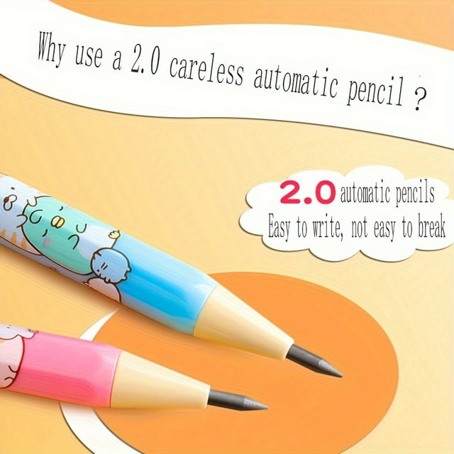 3pcs/set, Cartoon Pencil 2.0 Can Replace The Lead Core, Not Easy To Break, Press The Pencil And 1 Box Of Lead Core And 1 Piece Of Eraser, Back To School, School Supplies, Kawaii Stationery, Colors For