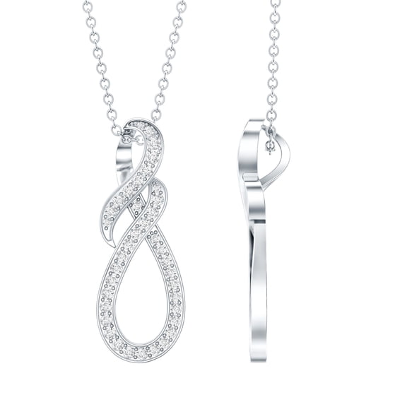 Rosec Jewels Lab Diamond Infinity Pendant with Chain (EF-VS Quality) - Ready to Gift for Valentines Day, 925 Sterling Silver