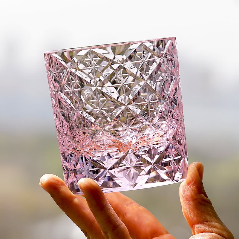 Pink Crystal Japanese Design Whiskey and Beer Glass for Cold Drinks Wine Glass  With Gift Pack 8oz
