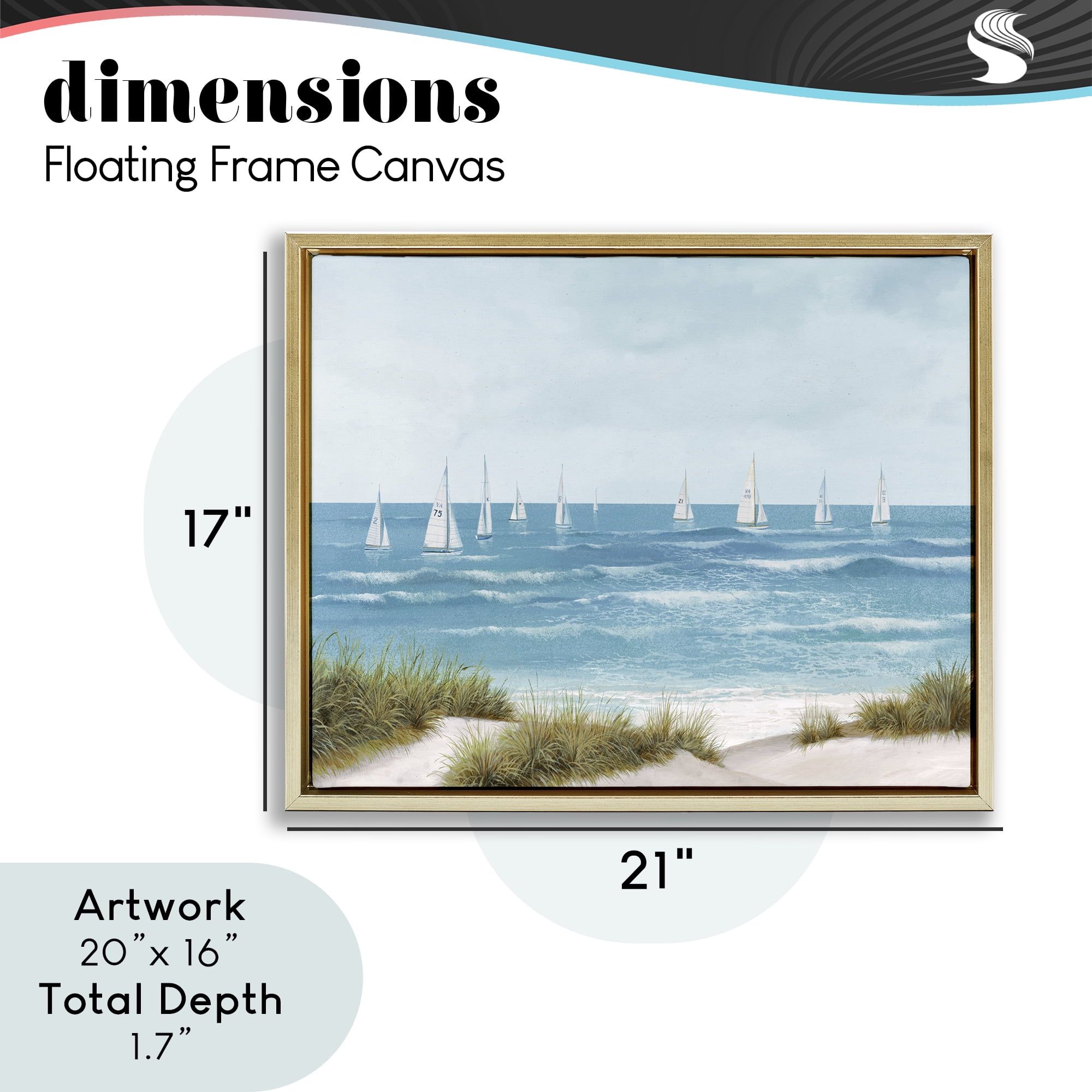 Stupell Industries Sail Away Seaside Boats Gold Framed Floater Canvas Wall Art, design by Lorenzo Collective