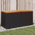 thumbnail image 1 of vidaXL Garden Storage Box Black 110x50x54 cm Poly Rattan Acacia Wood, 1 of 5