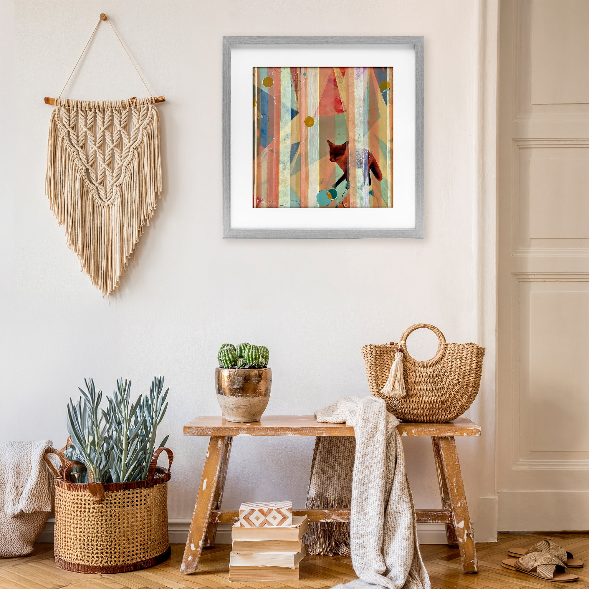 Stupell Industries Making My Move Fox Gray Framed Print Under Glass, design by Dianna Fritzler
