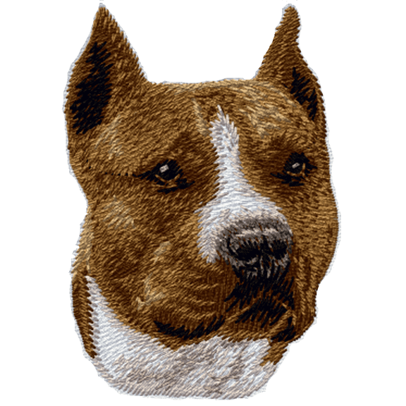 Staffordshire Terrier Pitbull, Brown & White Embroidered Patch 3" FREE USA SHIPPING