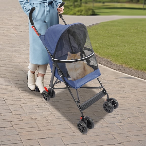 Pet Gear Travel Lite Plus Stroller,Compact Portable Jogger All Terrain Travel Pet Gear, Foldable Lightweight Durable Pet Stroller for Small To Medium Pets Dogs And Cats up to 15 pounds (Bule)