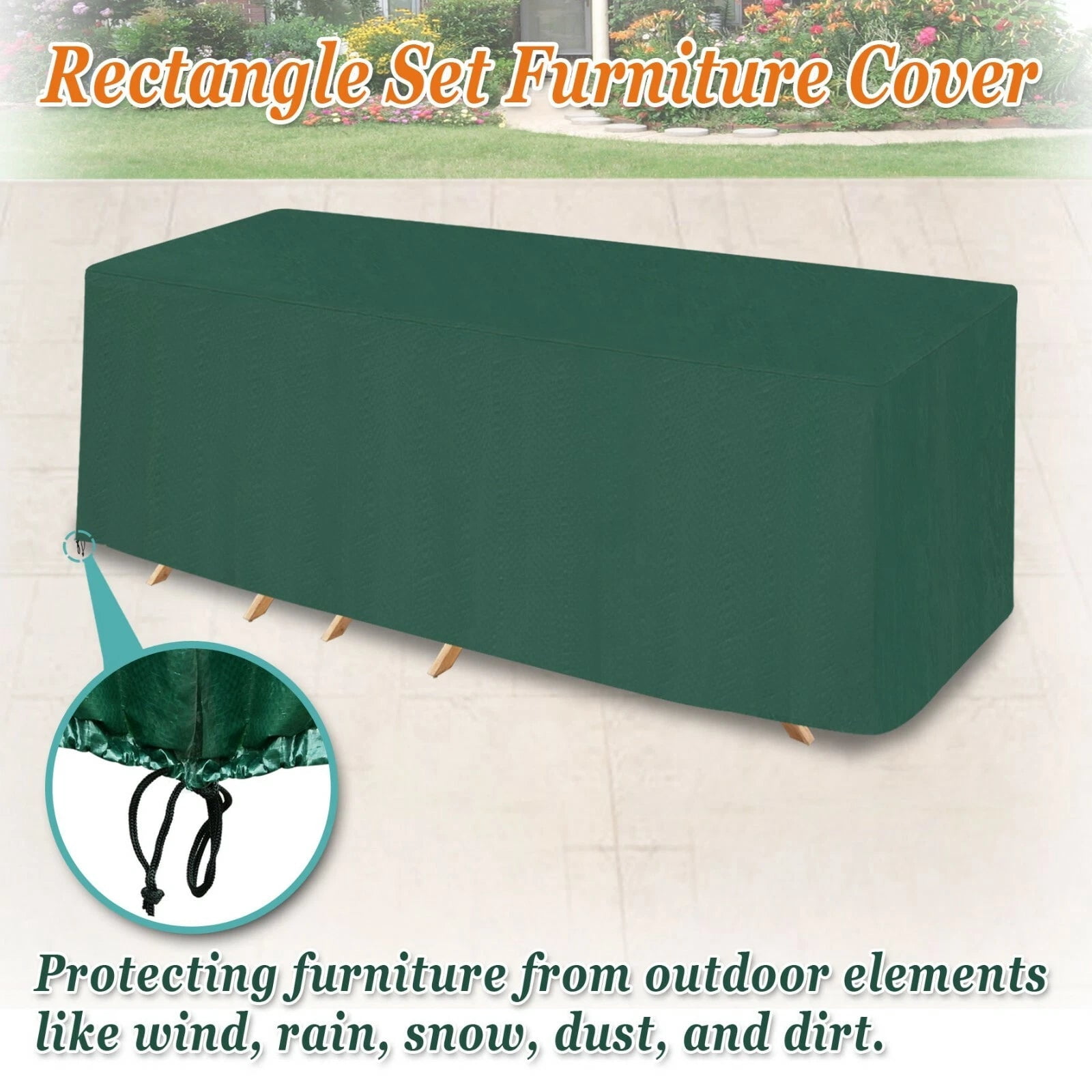 ALUVIERA Patio Outdoor Garden Furniture Cover Winter Rectangle Table Chair Protector（120"Lx77"Wx27"H）