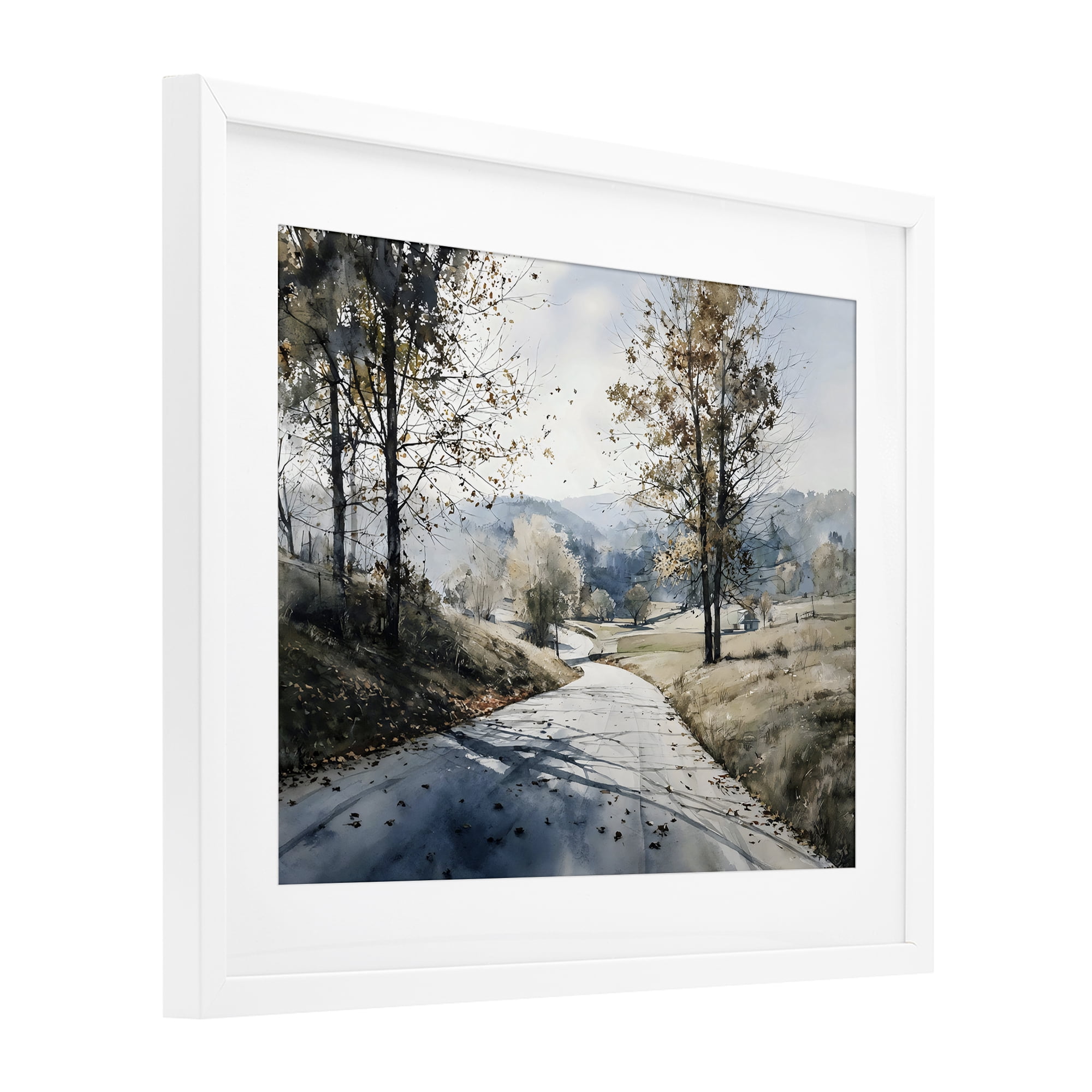 Stupell Industries Country Road in Autumn White Framed Print Under Glass, design by Franklyn Gregory