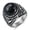 Black Gemstone with Silver Metal, variant on Retro Vintage Stone Rings for Men Women Turquoise Rings Stainless Steel Signet Biker Band