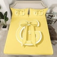 thumbnail image 2 of Erosebridal Yellow Bowknot Sheet Set Queen, Initial Letter G Bedding Sets Queen Size, Cartoon Monogrammed Reversible Queen Sheet Sets, Breathable Bedroom Decorative, 4pcs, 2 of 7