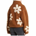 thumbnail image 6 of Womens Floral Print Fleece Jackets Winter Zipper Cropped Coat Casual Long Sleeve Outwear With Pockets, 6 of 7