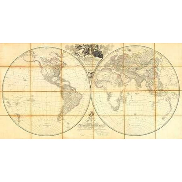 Map of the World, Researches of Capt. James Cook, 1808 Poster Print by Aaron Arrowsmith (24 x 36)