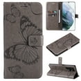 thumbnail image 1 of Allytech Galaxy S22 Ultra Wallet Case 6.8", Big Butterfly Embossed Kickstand Flip Cover Shockproof Drop Protection Wrist Strap Cards Holder Wallet Case for Samsung Galaxy S22 Ultra - Gray, 1 of 6