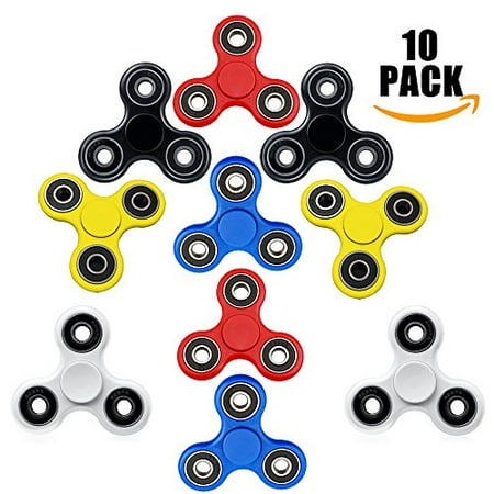 10 Pack Multicolored Tri-Spinner Fidget Toy for Kids & Adults - Best Stress Reducer and Try to (Best Spinner In The World)