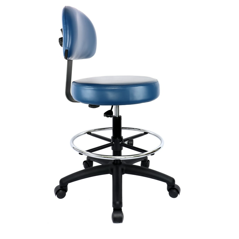 ECom Vinyl Office Stool for Desk Height, No Foot Ring, Casters, No Seat  Tilt, No Arms