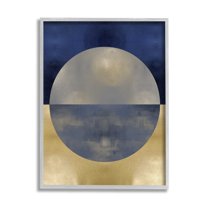 Stupell Industries Blue Gold Abstract Distressed Circle Shapes,16 x 20,Designed by Justin Thompson