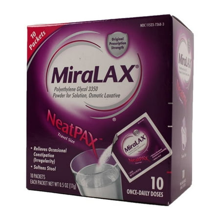 - Miralax Laxative, Powder for Solution - Box of 10 packets (Pack of 2)