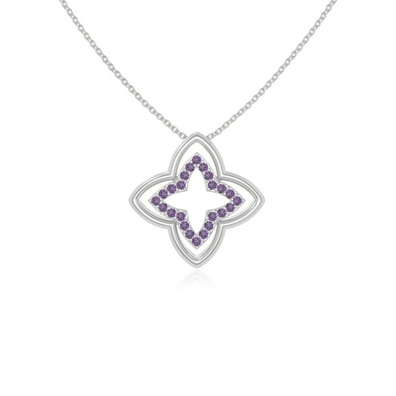Natural Amethyst 4 Petal Flower Pendant Necklaces for Women in Sterling Silver, February Birthstone Jewelry Gifts for Her Birthday, Wedding Anniversary, Graduation, Christmas, Mothers Day, Valentines