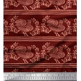 thumbnail image 1 of Soimoi Polyester Crepe Fabric Stripe,Leaves & Hen Block Decor Fabric Printed Yard 52 Inch Wide, 1 of 3