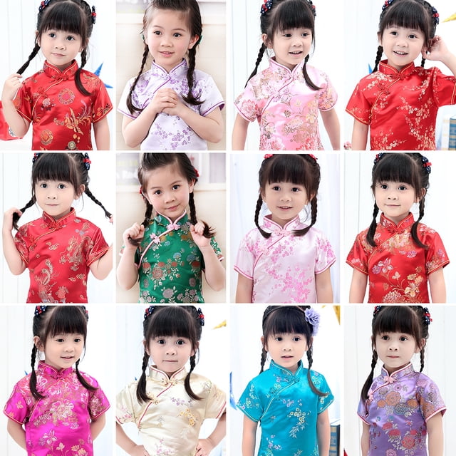 Vestido de verano cheongsam para niñas Vestido de actuación para niños grandes Cheongsam para niños
