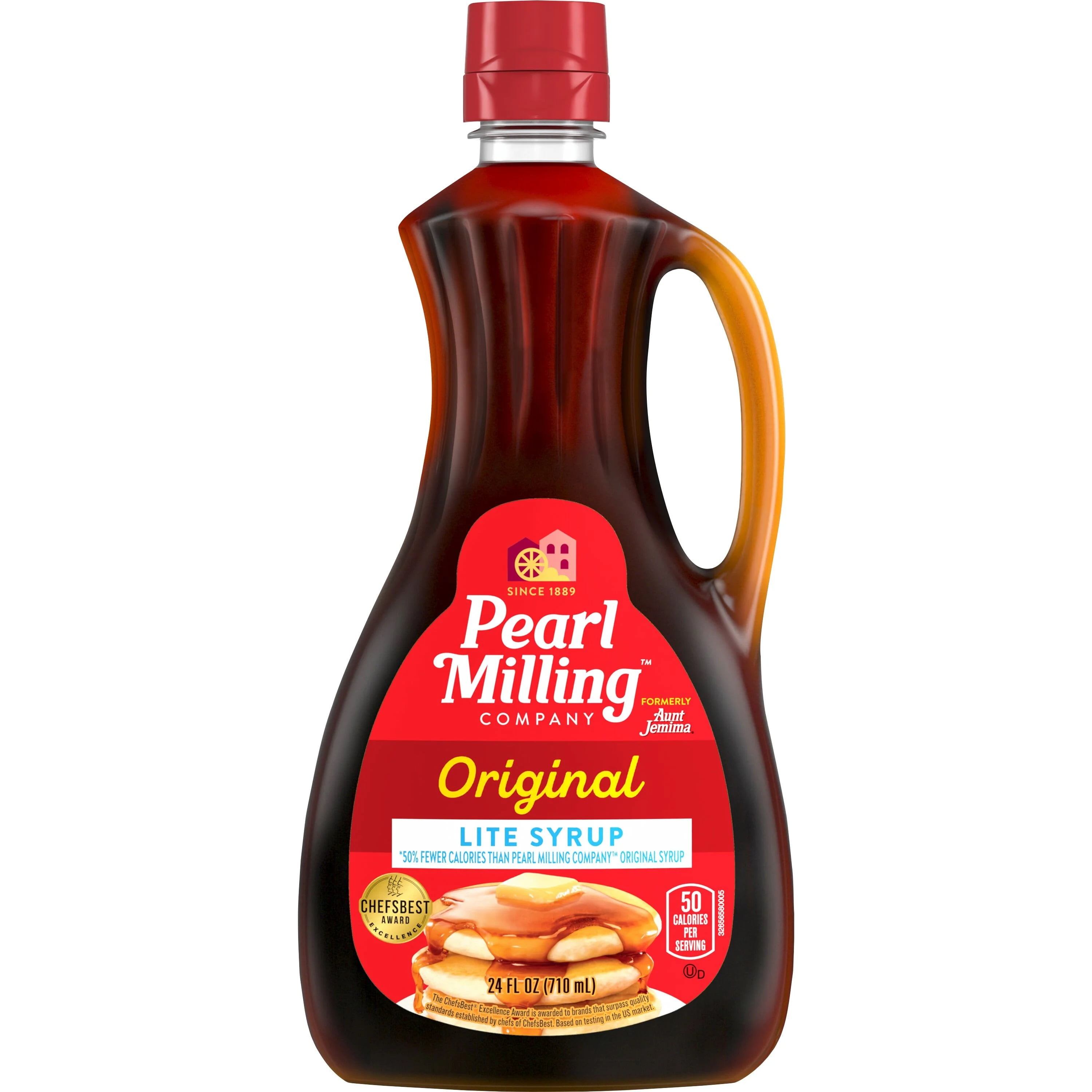 Pearl Milling Company Lite Original Pancake & Waffle Syrup, 24 fl oz Bottle, Easy-Pour Dispenser