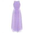thumbnail image 3 of Haitryli Kids Haltered Neck Flower Girls Dress Rhinestone Chiffon Maxi Evening Gown for Pageant Lavender 14, 3 of 7