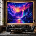 thumbnail image 6 of Mountain Lake Fantastical with Detailed Cascading Waterfall Flows, Mystical Fantasy for Space Lovers, Galaxy Room Decor, Graduation Gift, Tapestry Wall Hanging for Bedroom and Dorm, 6 of 7