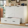 thumbnail image 4 of Full Size Farmhouse Murphy Cabinet Bed with Charging Station, Foldable Platform Bed with Large Storage Drawer for Guest-Room, Small Bedroom, White, 4 of 9