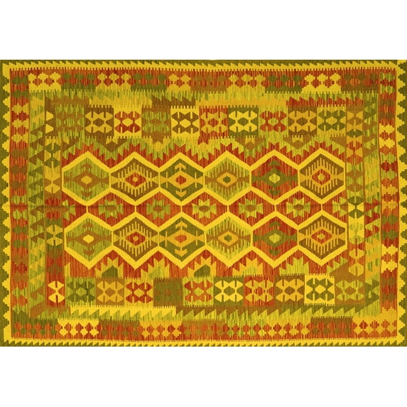 Ahgly Company Indoor Rectangle Southwestern Yellow Country Area Rugs, 4' x 6'