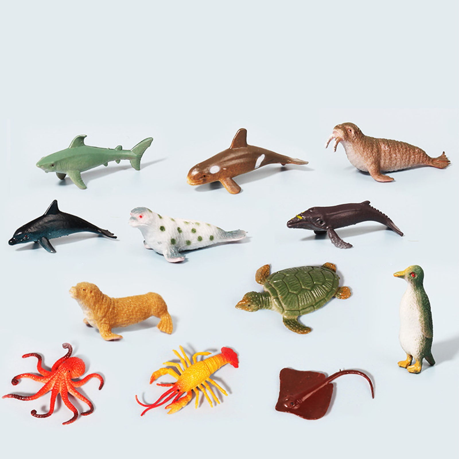 Lot de 12/24 figurines d'animaux marins et océaniques, Ensemble de jouets de fête en plastique Réaliste pour piscine, Cadeaux d'anniversaire éducatifs pour enfants, PENDANE, A