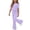 Purple, variant on Loopsun Girls 5-15 Years Solid Short Sleeve Round Neck Top Long Pant Trendy Daily Fashion Outfit