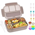 thumbnail image 1 of Bento Box, Fiambrera Lonchera, Caja de Almuerzo, con Púas de Alimentos, Tazas para Tartas, Apto para Microondas/Lavavajillas/Congelador (Caqui), 1 of 4